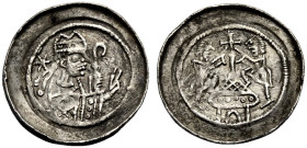 ELSASS-SELZ, ABTEI. 
Pfennig, vor 1190. Mitriertes Brustbild n. r., in der linken Hand ein Krummstab, die Rechte zum Segen erhoben, links im Feld ein...