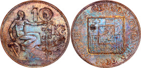 Czechoslovakia 10 Korun 1930
KM# 15, Schön# 10, N# 7797; Silver; XF with a nice artificial toning