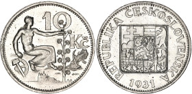 Czechoslovakia 10 Korun 1931
KM# 15, N# 7797; Silver; UNC with minor hairlines and full mint luster