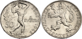 Czechoslovakia 50 Korun 1948
KM# 25, N# 12635; Silver; 3rd Anniversary of the Prague Uprising; UNC with mint luster