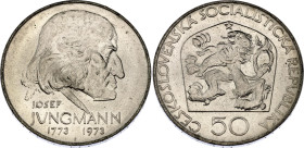 Czechoslovakia 50 Korun 1973
KM# 79, N# 12638; Silver; 200th Anniversary - Birth of Josef Jungmann; Mintage: ; UNC with mint luster