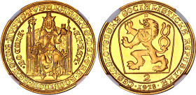 Czechoslovakia 2 Dukat 1978 NGC MS67
X# M29, N# 47349; Gold (0.999) 6.98 g., 25 mm.; 600 Anniversary of Charles IV Death; Mintage 10000 pcs.