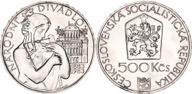 Czechoslovakia 500 Korun 1983
KM# 112, N# 20202; Silver; 100 Years - National Theatre in Prague; Mintage: 55000 pcs. (7967 pcs. melted); UNC with ful...
