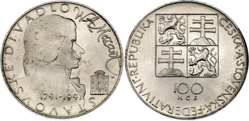 Czechoslovakia 100 Korun 1991
KM# 154, N# 12665; Silver; 200th Anniversary - De...