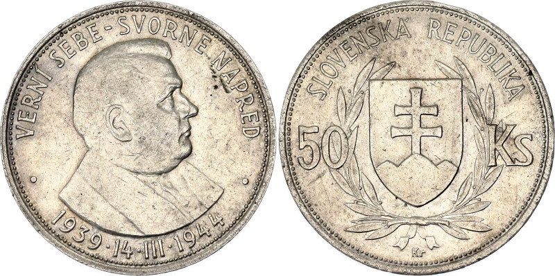 Slovakia 50 Korun 1944
KM# 10, N# 6088; Silver; 5th Anniversary of the Slovak R...