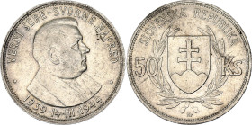 Slovakia 50 Korun 1944
KM# 10, N# 6088; Silver; 5th Anniversary of the Slovak Republic; XF+