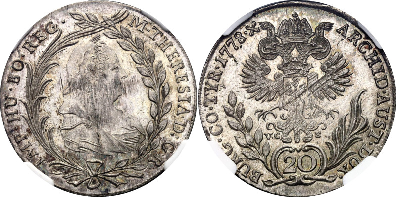 Austria 20 Kreuzer 1778 VC-S NGC MS64
KM# 1856, N# 34738; Silver; Maria Theresi...