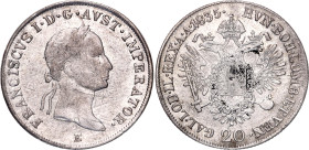 Austria 20 Kreuzer 1835 E
KM# 2147, N# 14712; Silver 6.24 g.; Franz I; XF