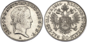 Austria 20 Kreuzer 1841 A
KM# 2208, Adamo# D7, N# 18459; Silver; Ferdinand I; Vienna Mint; UNC with minor hairlines