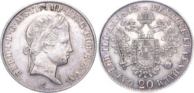 Austria 20 Kreuzer 1845 C
KM# 2208; Silver 6.67 g.; Ferdinand I; AUNC with mint luster