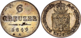 Austria 6 Kreuzer 1849 A
KM# 2200, N# 13821; Silver; Franz Joseph I; AUNC