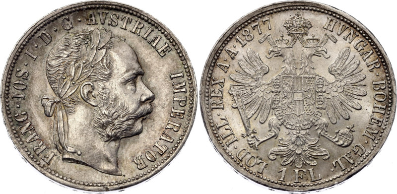 Austria 1 Florin 1877
KM# 2222, N# 4726; Silver; Franz Joseph I; UNC with full ...
