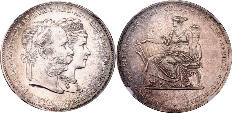Austria 2 Gulden 1879 NGC MS62
X# M5, N# 33587; Silver; Franz Joseph I; Silver ...
