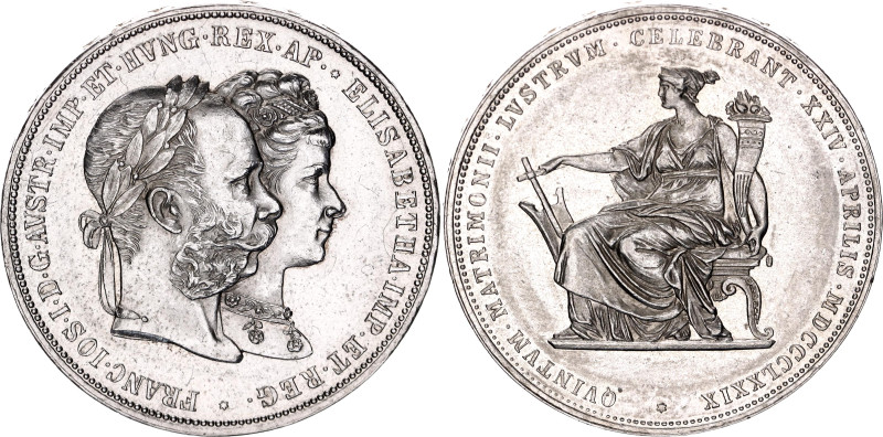 Austria 2 Gulden 1879
X# M5, N# 33587; Silver; Franz Joseph I; Silver Wedding J...