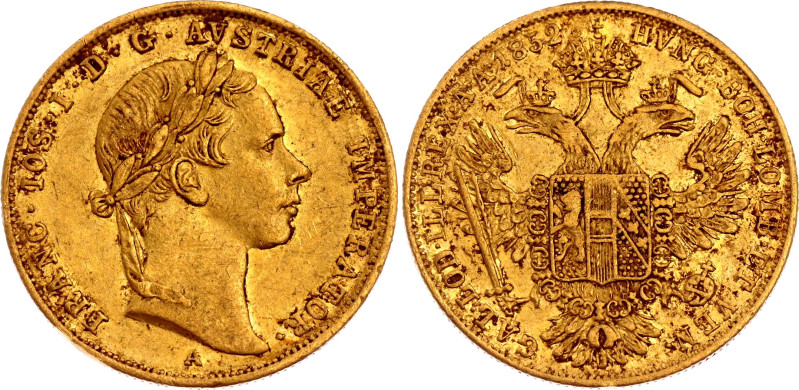 Austria 1 Dukat 1852 A
KM# 2263, N# 33653; Gold (0.986) 3.49 g., 20 mm.; Franz ...