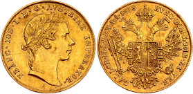 Austria 1 Dukat 1858 A
KM# 2263, N# 33653; Gold (0.986) 3.49 g., 20 mm.; Franz Joseph I; Vienna Mint; AUNC with mint luster