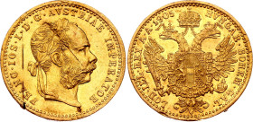 Austria 1 Dukat 1905
KM# 2267, N# 26247; Gold (0.986) 3.49 g., 20 mm.; Franz Joseph I; VF-XF with mint luster