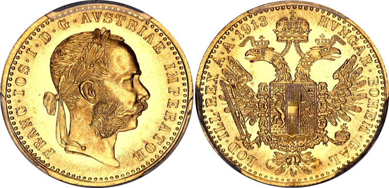 Austria 1 Dukat 1913 PCGS MS63
KM# 2267, N# 26247; Gold (.900) 3.49 g.; Franz J...