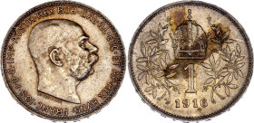 Austria 1 Corona 1916
KM# 2820, Schön# 19, N# 7003; Silver; Franz Joseph I; AUNC Toned