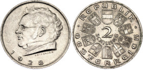 Austria 2 Schilling 1928
KM# 2843, N# 10287; Silver; 100th Anniversary of the Death of Franz Schubert ; UNC