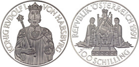 Austria 100 Schilling 1991
KM# 3001, N# 34011; Silver., Proof; Millennium Series - Rudolph I von Habsburg
