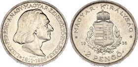 Hungary 2 Pengo 1936 BP
KM# 515, N# 12868; Silver; 50th Anniversary - Death of Franz von Liszt; UNC with full mint luster