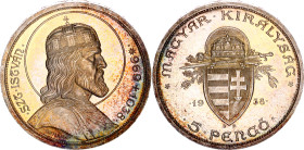 Hungary 5 Pengo 1938 BP
KM# 516, ÉH# 1508, N# 6490; Silver; 900th Anniversary - Death of St. Stephan; UNC with outstanding golden toning