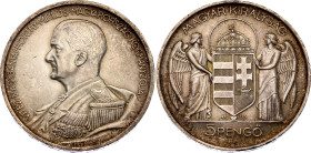 Hungary 5 Pengo 1939 BP
KM# 517, N# 17790; Silver; Miklos Horthy Birthday; UNC toned