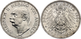 Germany - Empire Anhalt-Dessau 3 Mark 1909 A
KM# 29, J# 23, N# 26551; Silver; Friedrich II; UNC with mint luster