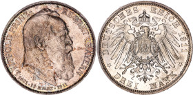 Germany - Empire Bavaria 3 Mark 1911 D
KM# 998, J# 49, N# 15935; Silver; 90th Birthday of Prince Regent Luitpold; Otto; UNC with mint luster & nice p...