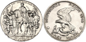 Germany - Empire Prussia 3 Mark 1913 A
KM# 532, J. 109, N# 13477; Silver; Wilhelm II; 100th Anniversary of the Victory over Napoleon at Leipzig; Berl...
