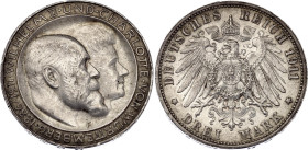 Germany - Empire Wurttemberg 3 Mark 1911 F
KM# 636, N# 17328; Silver; Wilhelm II; Silver Wedding Anniversary; UNC with nice toning