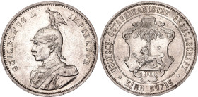 German East Africa 1 Rupie 1900
KM# 2, N# 11913; Silver; Wilhelm II; Mintage 209289 pcs.; AUNC with mint luster