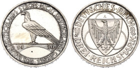 Germany - Weimar Republic 3 Reichsmark 1930 A
KM# 70, N# 15905; Silver; Liberation of Rhineland; UNC, first strike, with minor hairlines