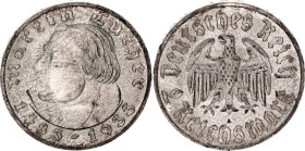 Germany - Third Reich 2 Reichsmark 1933 A
KM# 79, N# 8564; Silver; 450th Anniversary of Birth of Martin Luther; UNC with mint luster and patina