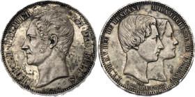 Belgium 5 Francs 1853
X# M2.1, N# 30255; Silver; Leopold I; Marriage of The Duke; Mintage 32000 pcs.; AUNC with mint luster and dark patina