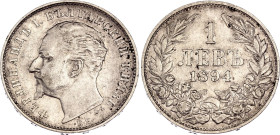 Bulgaria 1 Lev 1894 KB
KM# 16, N# 18361; Silver; Ferdinand I; Kremnitz Mint; XF