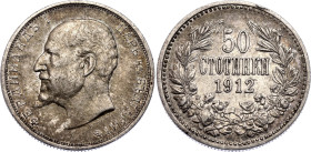 Bulgaria 50 Stotinki 1912 
KM# 30, Schön# 30, N# 12341; Silver; Ferdinand I; Kremnitz Mint; XF