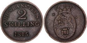 Denmark 2 Skilling 1815
KM# Tn4, N# 37054; Copper; Frederick VI; Rigsbank Token; XF
