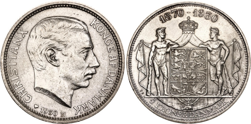 Denmark 2 Kroner 1930 N
KM# 829, N# 14544; Silver; King Christian X's 60th birt...