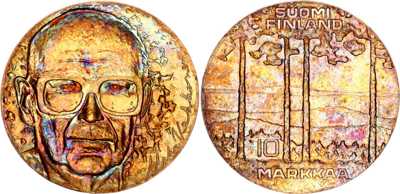 Finland 10 Markkaa 1975
KM# 54, Schön# 62, N# 12389; Silver; 75th Anniversary o...
