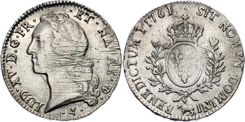 France 1 Ecu 1761
KM# 518, N# 16362; Silver; Louis XV; Pau Mint; XF+ with luste...