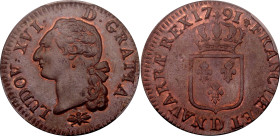 France 1 Sol 1791 D PCGS MS 65 BN
Dy royales# 1714, KM# 578.5, GadR# 350 No Dot, 1st Sem., Ciani# 2194, N# 5466; Copper; Louis XVI; Lion Mint; UNC wi...