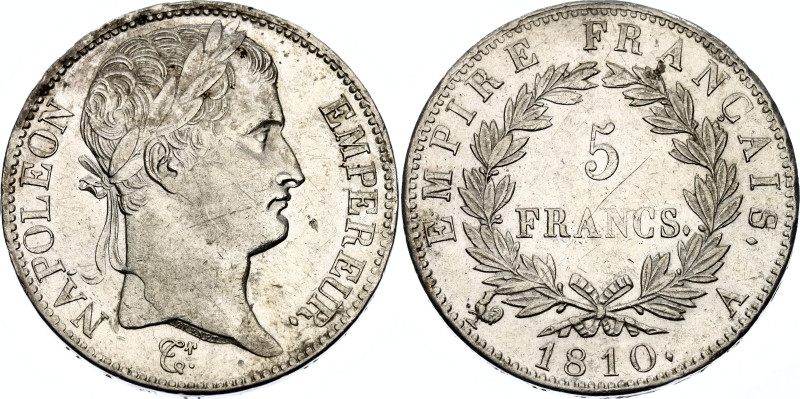 France 5 Francs 1810 A
KM# 694.1, N# 2108; Silver; Napoleon I; Paris Mint; AUNC...