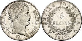 France 5 Francs 1810 A
KM# 694.1, N# 2108; Silver; Napoleon I; Paris Mint; AUNC with mint luster