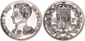 France 1 Franc 1831 Fantasy Issue
X# 28.2, VG# 2705, N# 8579; Silver 4.99g.; Henri V; UNC with mint luster