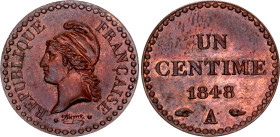 France 1 Centime 1848 A
KM# 754, N# 1118; Bronze; UNC, red mint luster remains