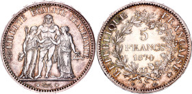 France 5 Francs 1874 A
KM# 820.1, Gad# 744, N# 1187; Silver; UNC with wonderful toning & hairlines