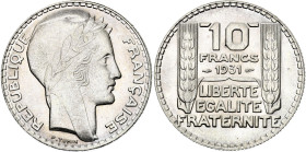France 10 Francs 1931
KM# 878, N# 687; Silver; UNC with full mint luster