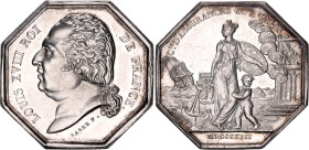 France Silver Medal "General Insurance In Paris" 1818 (ND)
Gailhouste# 109, N# 92675; Silver 12.01g.; Louis XVIII; Assurances Générales A Paris; AUNC...